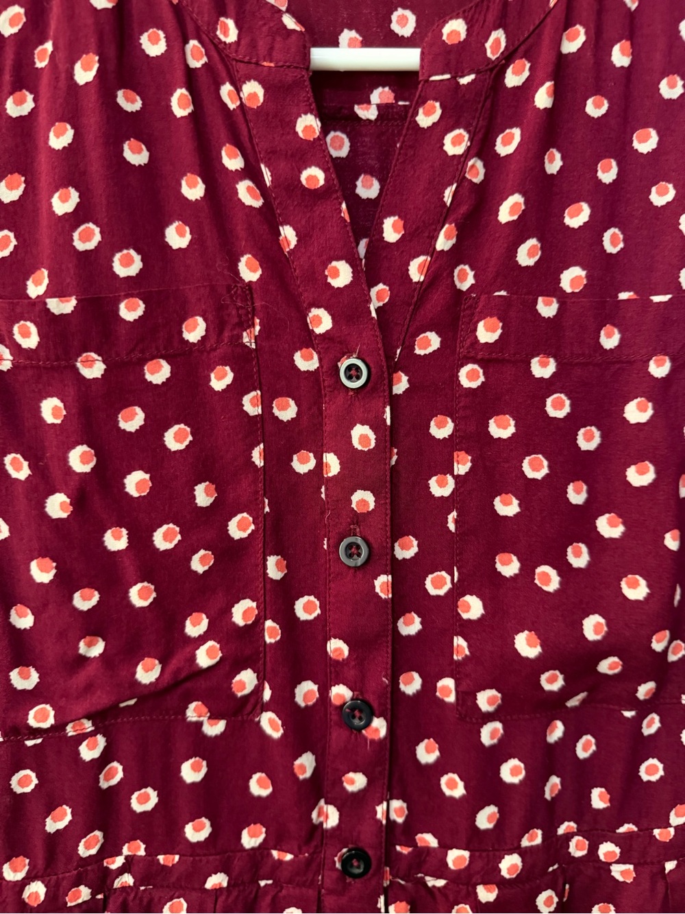 Anthropologie TYLHO Burgandy & White Polka Dot West Side Street Dress Sz S - Picture 3 of 8